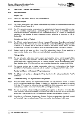 EAST TUNG LUNG ISLAND LANDFILL 12.1 Basic Information Project Title 12.1.1 East Tung Lung Island Landfill (ETLIL) – Marine Site M.7