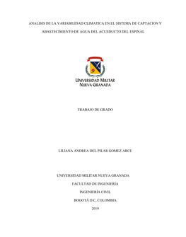 Analisis De La Variabilidad Climatica En El Sistema De Captacion Y