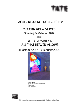 Teacher Resource Notes: Ks1- 2 Modern Art & St Ives