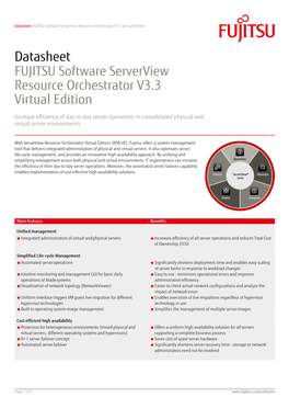 FUJITSU Software Serverview Resource Orchestrator V3.3 Virtual Edition