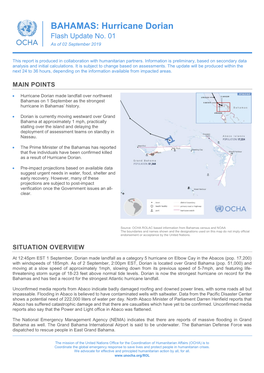 BAHAMAS: Hurricane Dorian Flash Update No