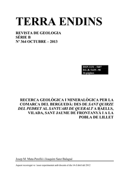 Recerca Geològica I Mineralògica Per La Comarca Del Berguedà