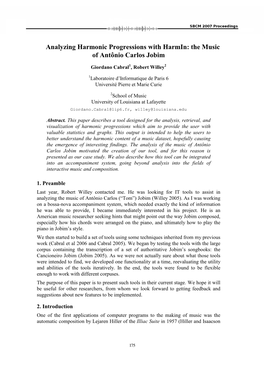 Analyzing Harmonic Progressions with Harmin: the Music of Antônio Carlos Jobim