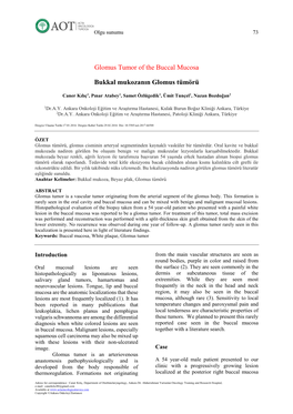 Glomus Tumor of the Buccal Mucosa Bukkal Mukozanın Glomus Tümörü