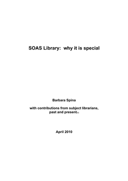SOAS Library: Why It Is Special