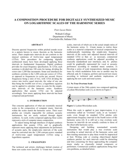 A Composition Procedure for Digitally Synthesized Music on Logarithmic Scales of the Harmonic Series