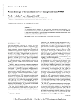 (2003) Genus Topology of the Cosmic Microwave Background From