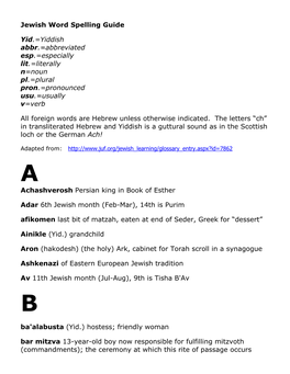 Jewish Word List