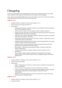 Changelog for All of You Interested in the Changes Between Specific Driver Releases Please See the Details Below