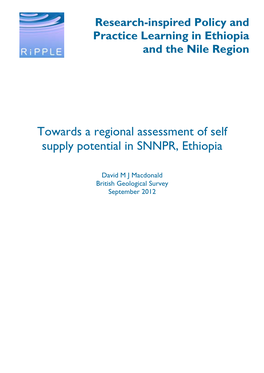 Towards a Regional Assessment of Self Supply Potential in SNNPR, Ethiopia