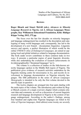 Studies of the Department of African Languages and Cultures, No 46, 2012 ISSN 0860-4649