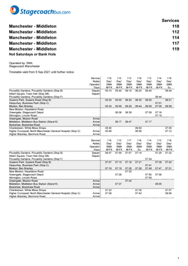 Middleton 112 Manchester - Middleton 114 Manchester - Middleton 117 Manchester - Middleton 119 Not Saturdays Or Bank Hols