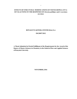 EFFECTS of STRUCTURAL MODIFICATIONS of TSETSE-REPELLANT Δ- OCTALACTONE on the RESPONSES of Glossina Pallidipes and G
