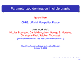 Parameterized Domination in Circle Graphs