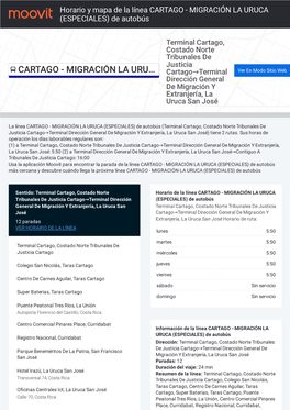 Horario Y Mapa De La Ruta CARTAGO