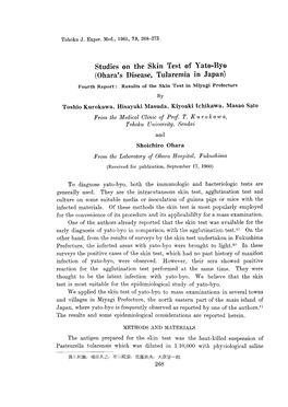 Studies on the Skin Test of Yato-Byo (Ohara's Disease, Tularemia in Japan)