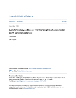 The Changing Suburban and Urban South Carolina Electorates