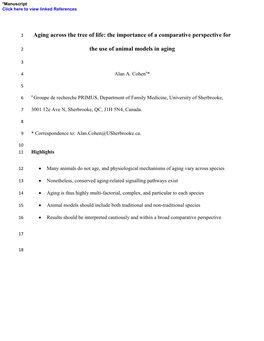 Aging Across the Tree of Life: the Importance of a Comparative Perspective for the Use of Animal Models in Aging