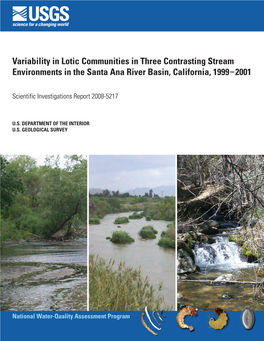 Variability in Lotic Communities in Three Contrasting Stream Environments in the Santa Ana River Basin, California, 1999-2001