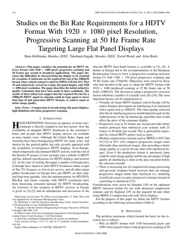 Studies on the Bit Rate Requirements for a HDTV Format with 1920 1080