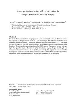 A Time Projection Chamber with Optical Readout for Charged Particle Track Structure Imaging