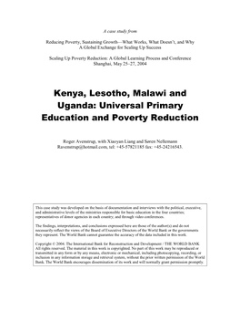 Kenya, Lesotho, Malawi and Uganda: Universal Primary Education and Poverty Reduction