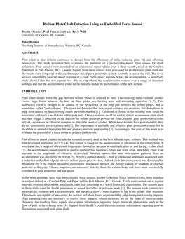 Refiner Plate Clash Detection Using an Embedded Force Sensor