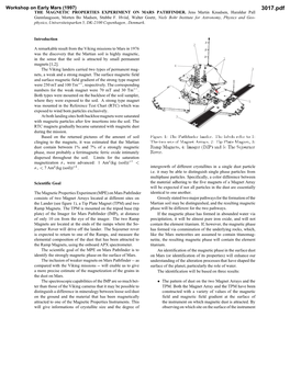 Workshop on Early Mars (1997) 3017.Pdf the MAGNETIC PROPERTIES EXPERIMENT on MARS PATHFINDER