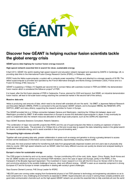 Discover How GÉANT Is Helping Nuclear Fusion Scientists Tackle the Global Energy Crisis