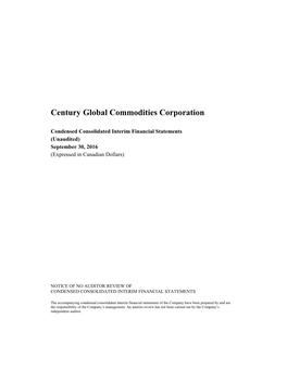 Century Global Commodities Corporation