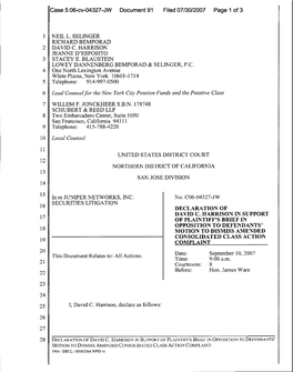 In Re: Juniper Networks, Inc. Securities Litigation 06-CV-04327