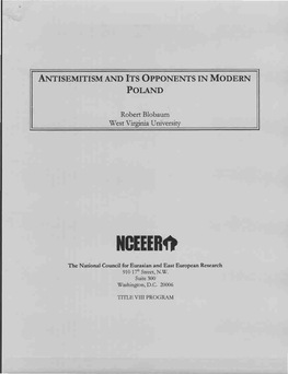 Antisemitism and Its Opponents in Modern Poland