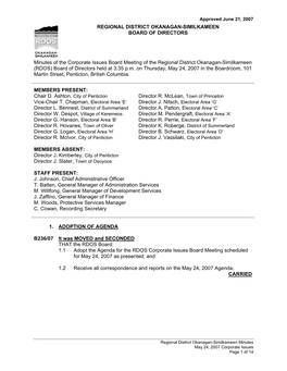 Regional District Okanagan-Similkameen Board of Directors