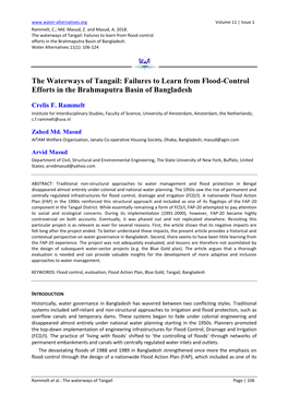 The Waterways of Tangail: Failures to Learn from Flood-Control Efforts in the Brahmaputra Basin of Bangladesh
