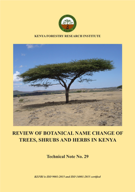 Review of Botanical Name Change of Trees, Shrubs and Herbs in Kenya