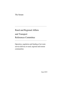 Rural and Regional Affairs and Transport References Committee