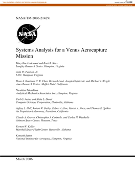 Systems Analysis for a Venus Aerocapture Mission