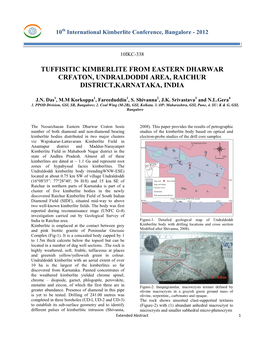 Tuffisitic Kimberlite from Eastern Dharwar Crfaton, Undraldoddi Area, Raichur District,Karnataka, India
