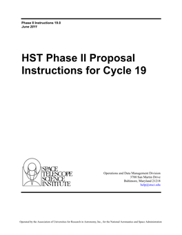 HST Phase II Proposal Instructions for Cycle 19