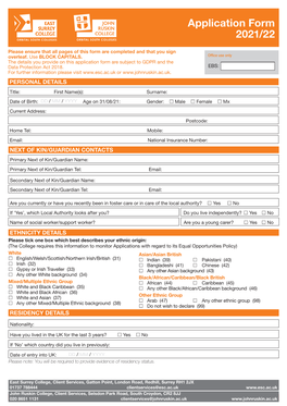 Application Form 2021/22