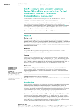 Is It Necessary to Send Clinically Diagnosed Benign Skin and Subcutaneous Lesions Excised Under Local Anesthesia for Routine Histopathological Examination?