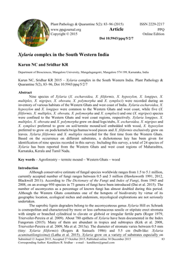 Xylaria Complex in the South Western India Article