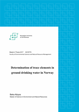 Determination of Trace Elements in Ground Drinking Water in Norway