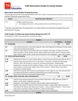 TCAP Alternative Grades 3-5 Social Studies Blueprint