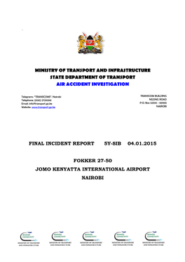 Ministry of Transport and Infrastructure State Department of Transport Air Accident Investigation