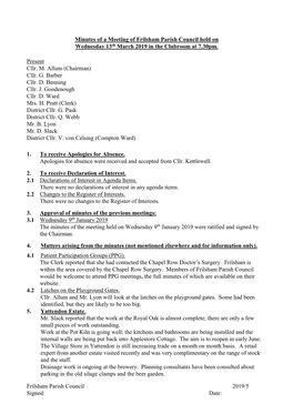 Frilsham Parish Council 2019/5 Signed: Date