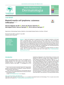 Blastoid Mantle Cell Lymphoma: Cutaneous