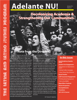 Adelante NU! Volume 2 Decolonizingdecolonizing Academiaacademia && Strengtheningstrengthening Ourour Communitiescommunities