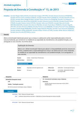 Proposta De Emenda À Constituição N° 15, De 2015