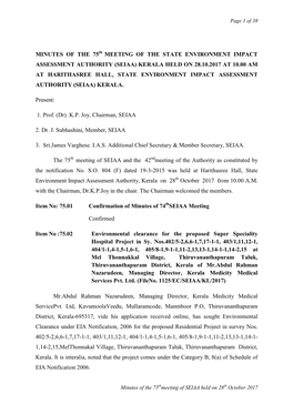 Minutes of the 75 Meeting of the State Environment